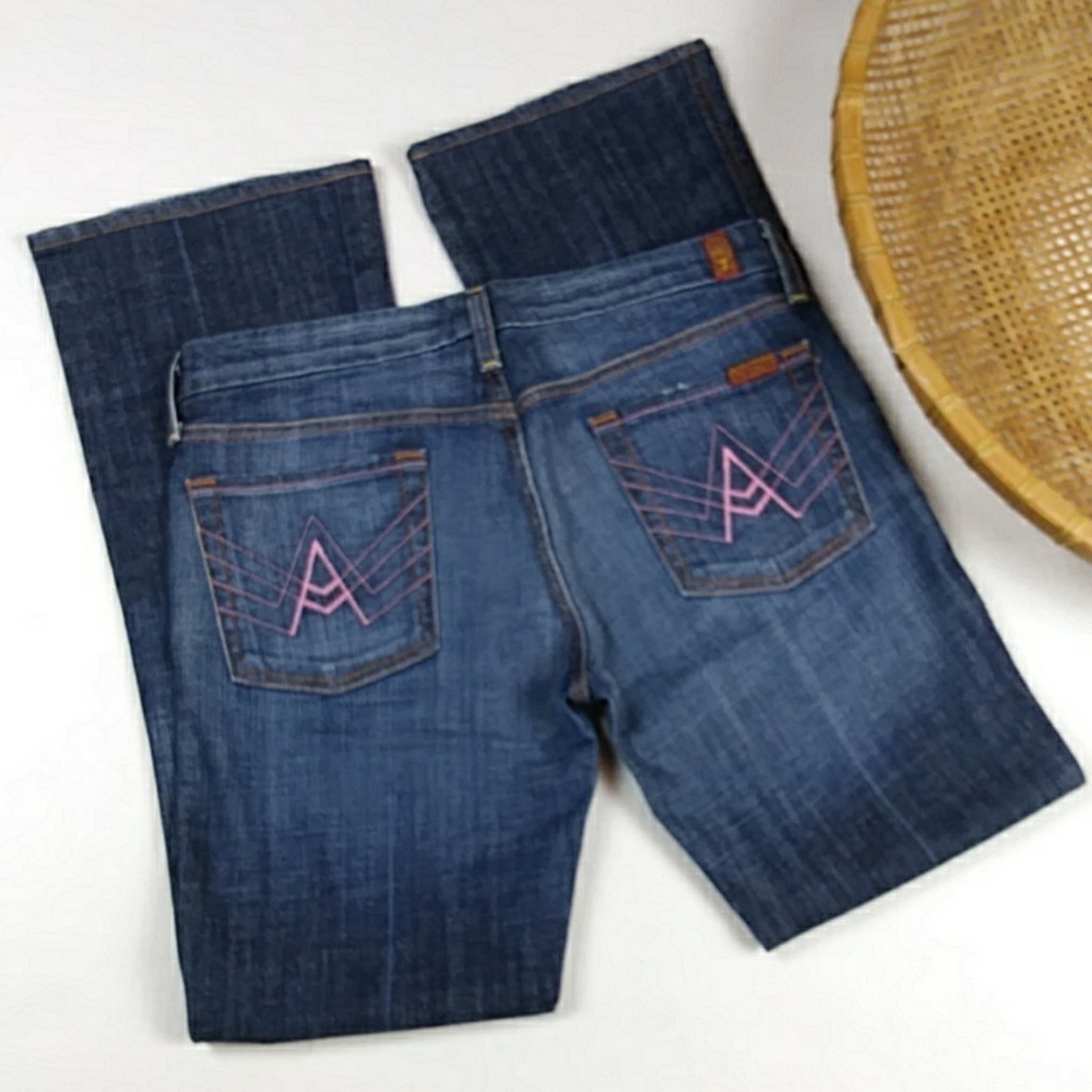 7 FAM Pink "A" Pocket Distressed Jeans - 30